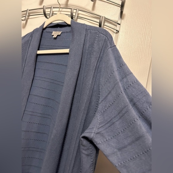 Avenue sweater women's size 18/20 open front Cardigan blue Pointelle pretty - Picture 5 of 13